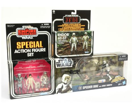 Hasbro Star Wars Figures x three sets including Toys-R-Us exclusive Speeder Bike with Scout trooper, Target exclusive special