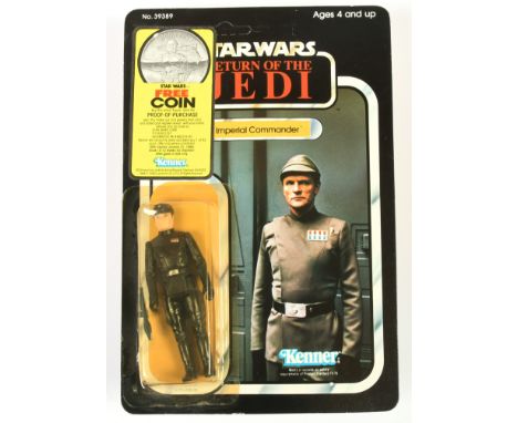 Kenner Star Wars vintage Return of the Jedi Imperial Commander 3 3/4" figure, Near Mint, within Fair (cracked and yellow) bub