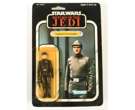 Kenner Star Wars vintage Return of the Jedi Imperial Commander 3 3/4" figure, Mint, within Excellent (yellowed) bubble, upon 