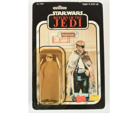 Kenner Star Wars vintage Return of the Jedi Prune Face 3 3/4" figure, Near Mint, within Excellent (yellow) bubble, upon Good 