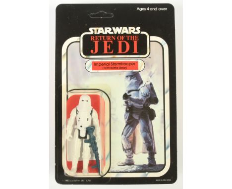 Palitoy Star Wars Return of the Jedi vintage Hoth Stormtrooper 3 3/4" figure, Mint, within Near Mint (yellowed) bubble, upon 