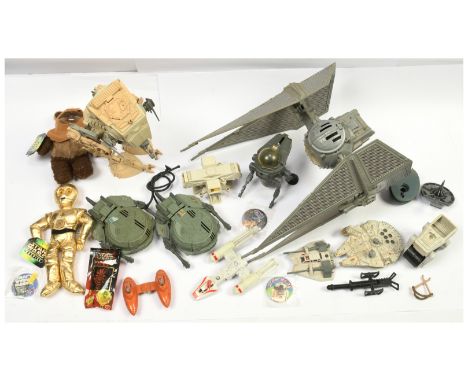 Quantity of Kenner Star Wars vintage Vehicles, Die-cast and other items including TIE Interceptor (broken wing clips), Endor 
