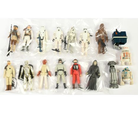 Kenner Star Wars vintage 3 3/4" figures x 17 including Stormtrooper x 2, AT-AT Driver, Hoth Stormtrooper, B-Wing Pilot, AT-ST