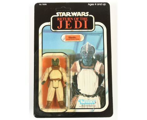 Kenner Star Wars vintage Return of the Jedi Klaatu Skiff Guard 3 3/4" figure, Near Mint, within Excellent (yellow) bubble, up