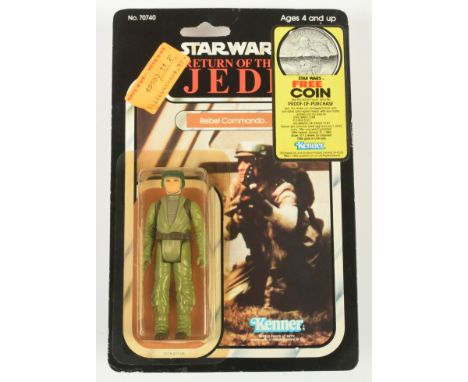 Kenner Star Wars vintage Return of the Jedi Rebel Commando 3 3/4" figure, Near Mint, within Excellent (yellow) bubble, upon G