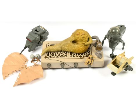 Kenner Star Wars vintage vehicles and play-set x 5 including Jabba The Hutt Play-set, PDT-8, CAP-2, INT-4 and Ewok Glider, al
