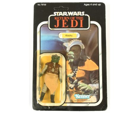 Kenner Star Wars vintage Return of the Jedi Klaatu 3 3/4" figure, Near Mint, within Excellent (yellow) bubble, upon Good Plus