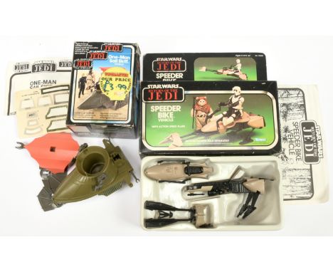 Star Wars vintage vehicles x 2 includes Kenner Return of the Jedi Speeder Bike, Good Plus, complete, within Good opened box, 