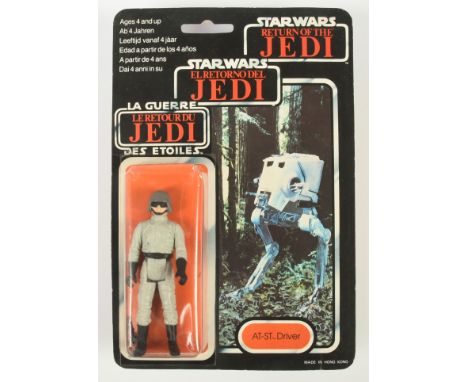 Palitoy Star Wars vintage Return of the Jedi Tri-logo AT-ST Driver 3 3/4" figure, Mint, within Good Plus (slight dents) bubbl