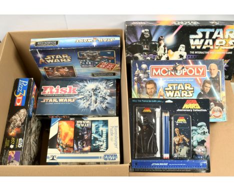 Quantity of Star Wars Board Games, Puzzles and others including Star Wars Episode 2 monopoly, Star Wars The Interactive Board