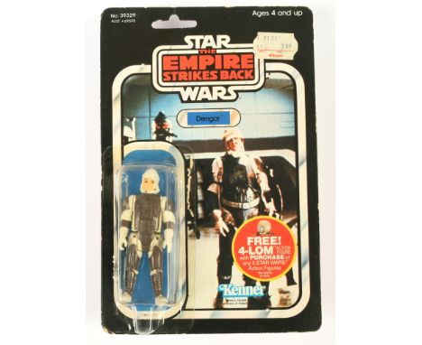 Kenner Star Wars vintage The Empire Strikes Back Dengar 3 3/4" figure, Near Mint, within Fair to Good (dented) bubble, upon G