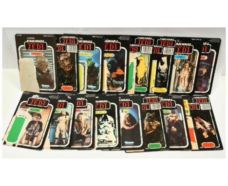 Star Wars vintage Used 3 3/4" figure Backing Cards x 55 including Han Solo Carbonite, Amanaman, Romba, Imperial Gunner, Warok