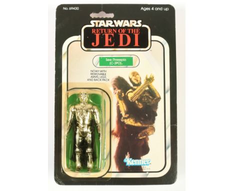 Kenner Star Wars vintage Return of the Jedi C-3PO removable limbs 3 3/4" figure, Near Mint, within Excellent (yellow) bubble,