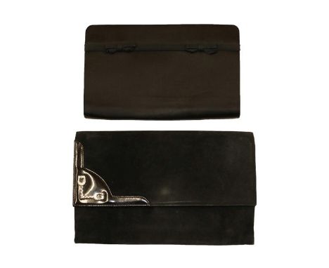 Gucci Black Satin Clutch Bag, with grosgrain double bow ribbon to the front, gilt metal clasp, two internal pockets, 23cm by 
