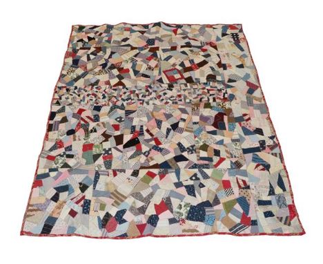 Victorian Crazy Patchwork, incorporating a central panel of tiny patches, using 19th century printed fabrics, each patch is e