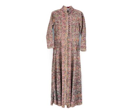 Circa 1940 Indian Embroidered Long Coat with nehru collar, long sleeves, multi buttons and embroidered overall   Provenance; 
