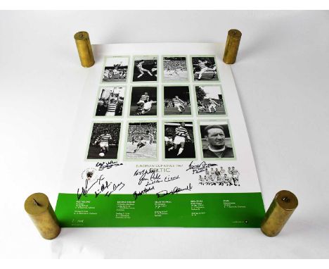 CELTIC FC; a black and white poster of the 1967 European Cup winning team, bearing signatures to include John Clark, Bert Aul