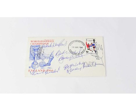 WORLD CUP 1966; a first day cover bearing signatures of the England winning team to include Bobby Moore, Geoff Hurst, etc.Con