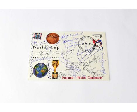 WORLD CUP 1966; a first day cover bearing signatures of the England cup winning team, to include Nobby Stiles, Alf Ramsay, Ia