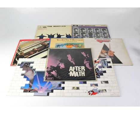ROCK; seven records comprising The Rolling Stones 'Aftermath' Stereo UK pressing, wide band, Pink Floyd 'The Wall', Cat Steve