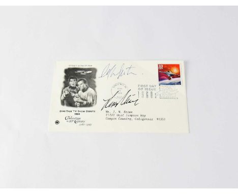 STAR TREK; a first day cover bearing the signatures of William Shatner and Leonard Nimoy.Condition Report: - We have not auth