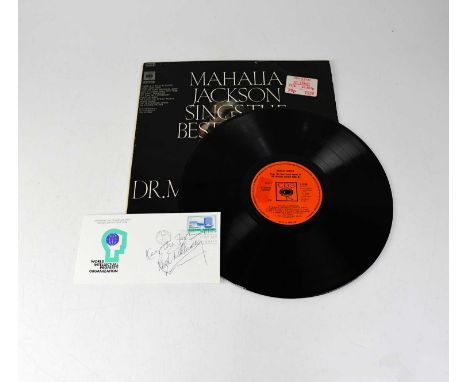 MAHALIA JACKSON; LP, 'Sings the Best-Loved Hymns of Dr. Martin Luther King', bearing signatures to back cover Mahalia Jackson