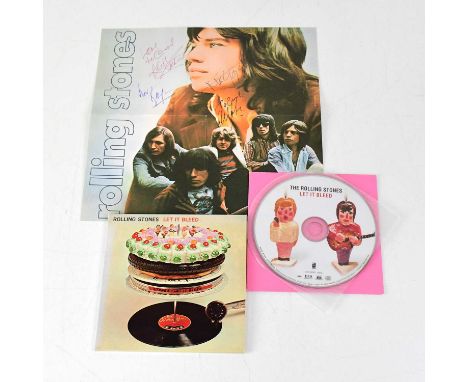 ROLLING STONES; CD, 'Let It Bleed', with promotional poster, signed by Mick Jagger, Bill Wyman, Keith Richard, and Mick Taylo