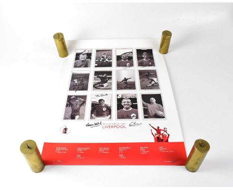 LIVERPOOL FC; a black and white poster of the 1965 Liverpool FA Cup winning team bearing signatures to include Tommy Lawrence