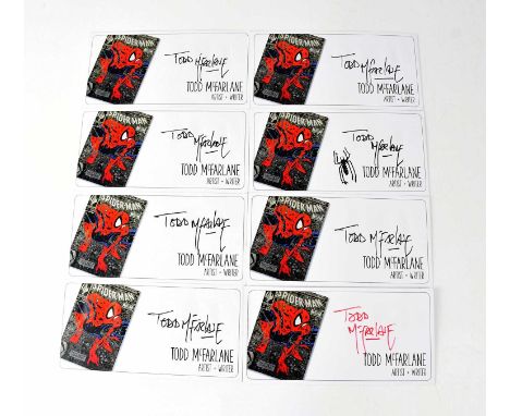 SPIDER-MAN; eight Spider-Man branded envelopes signed by the artist and writer Todd McFarlane (8).Condition Report: - We have