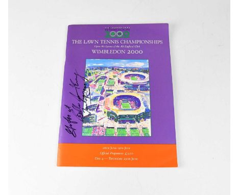 WIMBLEDON 2000; an official programme signed to the cover by Billy Jean King, and signed to inner page by John McEnroe, Jimmy