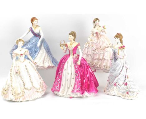 ROYAL WORCESTER FOR COMPTON &amp; WOODHOUSE; five collectible figures to include CW668 'Gay Gordons' sculpted by Martin Evans