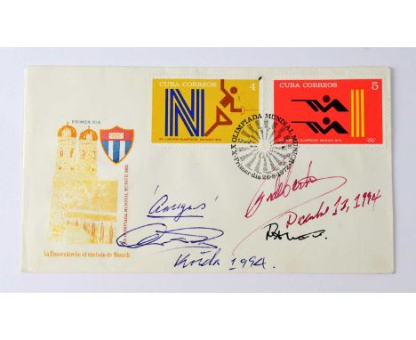 CUBAN POLITICS; a first day cover bearing the signatures of Fidel Castro, and Alberto Korda (photographer).Condition Report: 