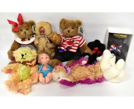 Various collectible soft toys and teddy bears, to include The Bearington Collection 'Lara Luckybug' and 'Landin Luckybug', le