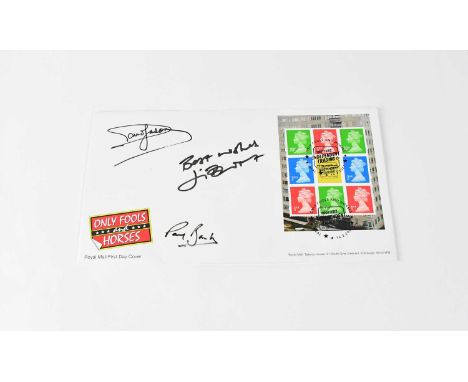 ONLY FOOLS AND HORSES: a first day cover bearing the signatures of David Jason, Jim Broadbent and Paul Barber.Condition Repor