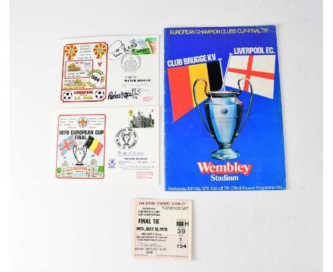 LIVERPOOL FC; a European Champions 1978 programme signed to interior by Phil Thompson, Ray Clemence, Phil Neal, Joey Jones, B