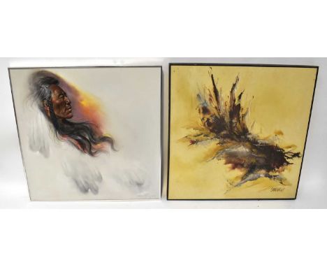 OZZ FRANCA (American, 20th century); oil on canvas, 'Touch of Western', portrait of a Native American male, signed bottom rig