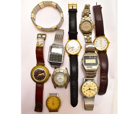 Seven gentlemen's wristwatches to include Sekonda, Avia, Rotary, Smiths, including two digital examples, together with two wa
