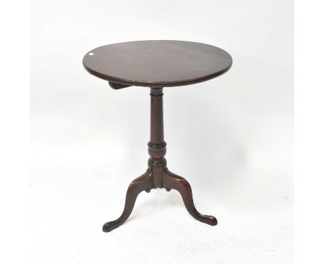 A 19th century style circular tilt-top occasional table, on a turned column and tripod cabriole base, height 69cm, diameter 5