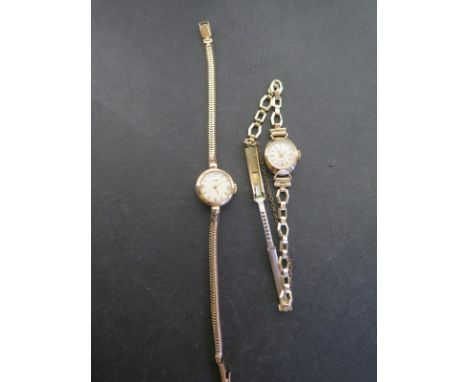 A ladies 9ct gold Tissot cocktail watch with 9ct gold bracelet - gold weight approx 11 grams - and a ladies 9ct gold cased Ac