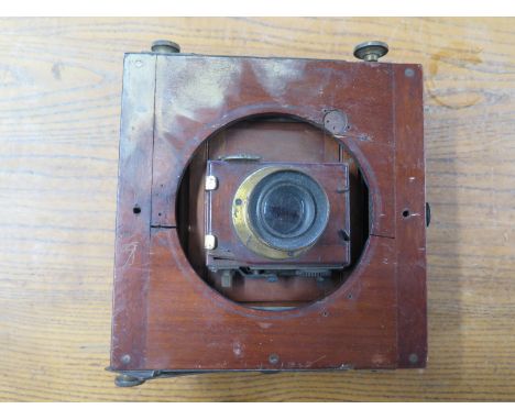 A vintage wooden framed camera