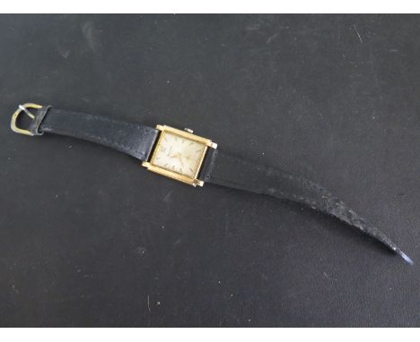 A gents 18ct yellow gold Giqandet manual wind dress watch - width 27mm including winder - some spotting to dial but working i