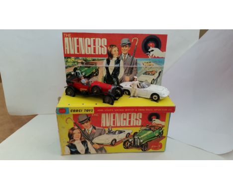 TELEVISION, Corgi toy, The Avengers Gift Set, two cars &amp; figures, Stead's Bentley &amp; Emma Peel Lotus Elan S2, model No