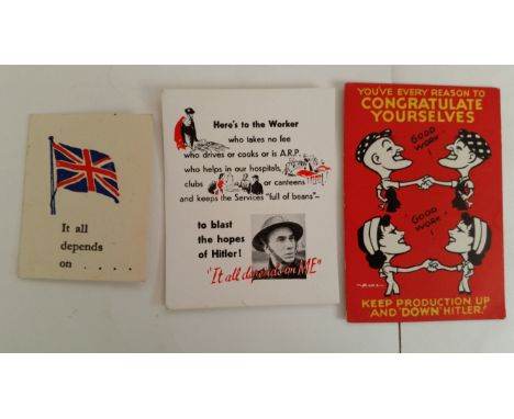 ARDATH, patriotic, inc. It All Depends on ME (lacking Cotton), Calendars (5), Industrial propaganda (15) &amp; Union Jack fol