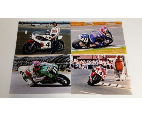 MOTOR CYCLE RACING, colour photos (6 x 4) mainly bikes on track, inc. Fogarty, Sheene,, Agostini, Hislop, Ivy, Valencia, Crut