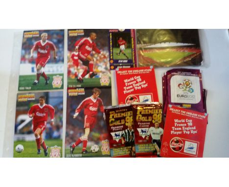 FOOTBALL, selection, inc. cards, Daily Star; unopened packets, Panini Euro2012, Merlin Premier Gold 98; uncut sheets, retail 