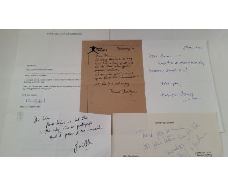 AUTOGRAPHS, selection of signed letters, compliment slips etc., inc. Richard Chamberlain, Frazer Hines, Elizabeth Power, Lynn