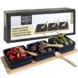 RRP £17.96 Moritz & Moritz Serving Bowl Set Black incl. Spoon & Serving Board
