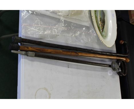 John Collier "The O.K." shooting stick, two walking sticks (3)