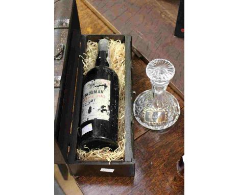 Sandeman Vintage Port 1963, in casket; together with a cut glass miniature ships decanter with silver Brandy label (2) 