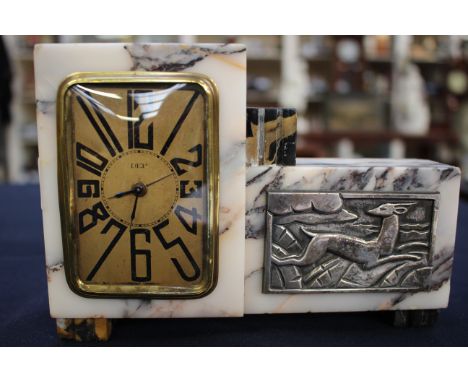 An Art Deco marble mantle clock, circa 1925 
